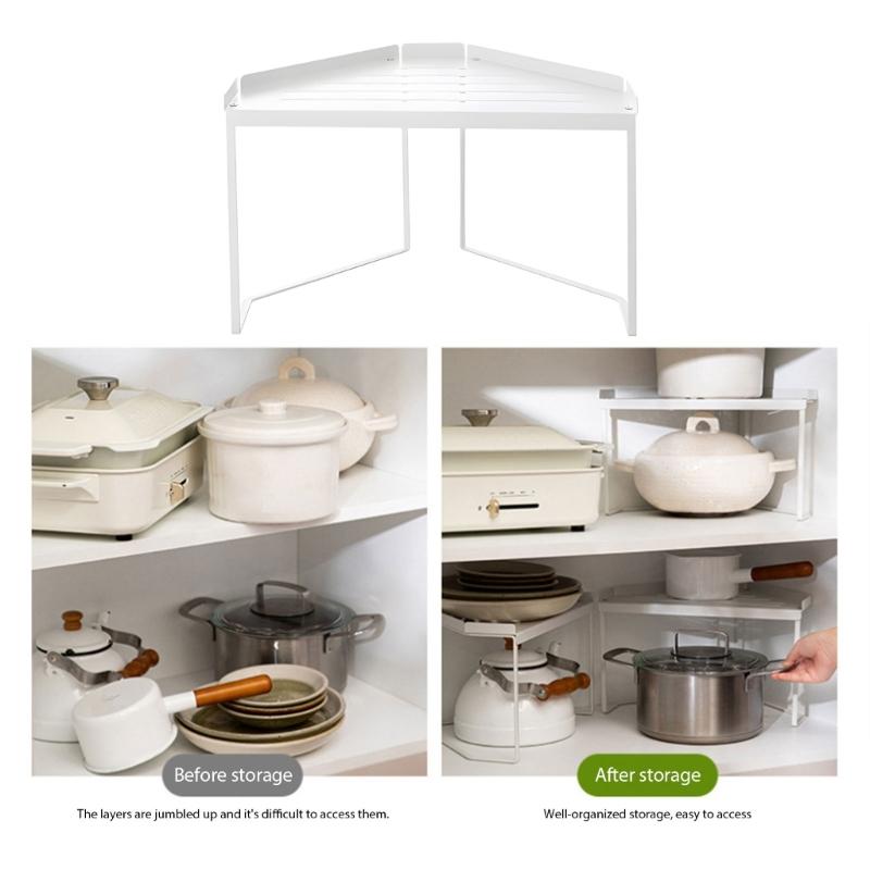 Modulars Stackable Shelf Corner Design Carbon Steel Corner Shelf Suitable for Flexible Organization in Bathroom Kitchen