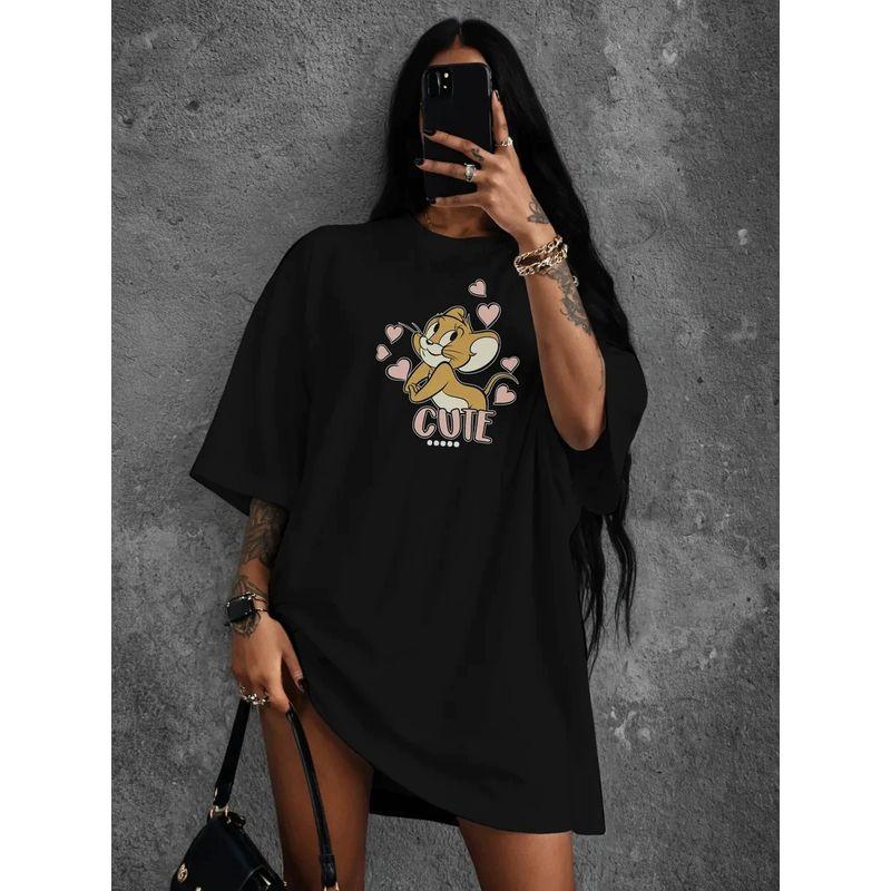 New Printed T-shirt Top Western Style New Fashion Casual Loose round Neck Print T-shirt Top