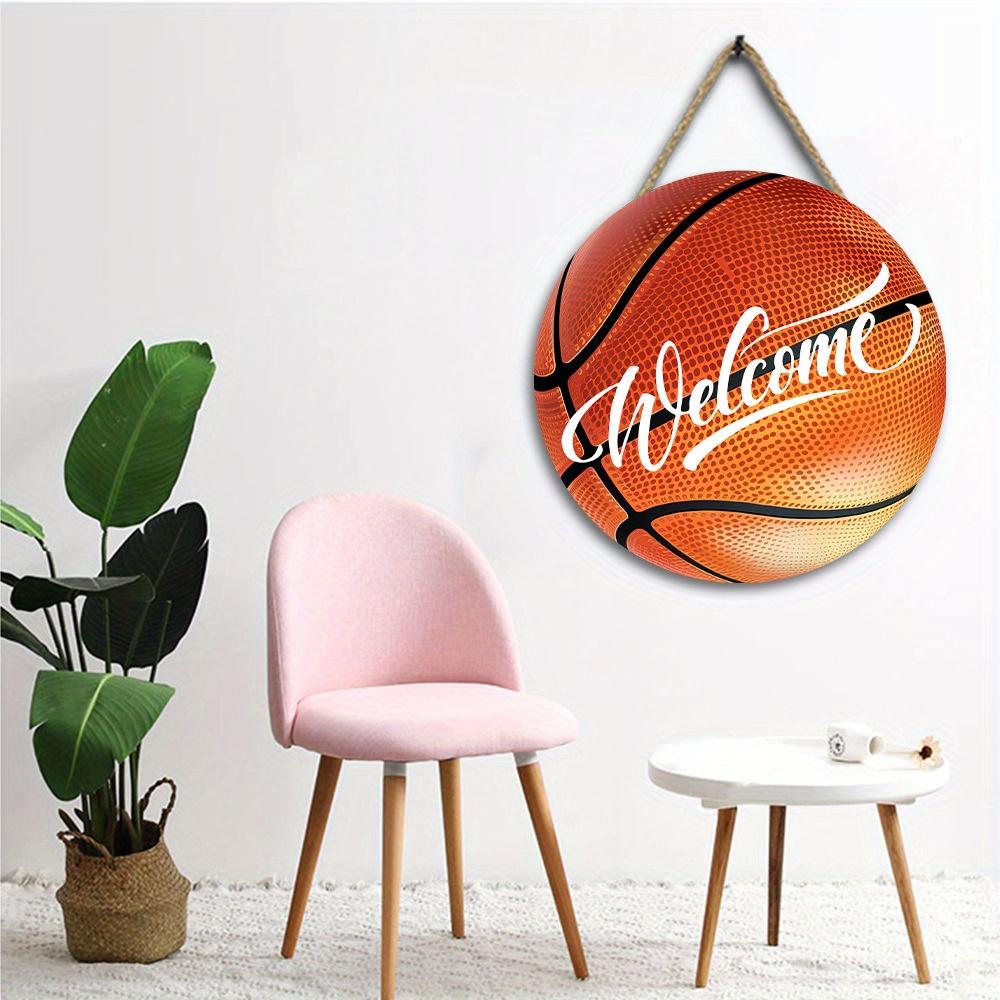 2d flat wall decoration wall hanging round welcome wooden sign basketball 20cm*20cm wooden decoration basketball team gift wall art decor wooden sign