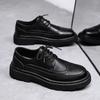 Brock Leather Shoes Autumn Best Man British Business Suit Casual Shoes Black Low Top Martin Shoes