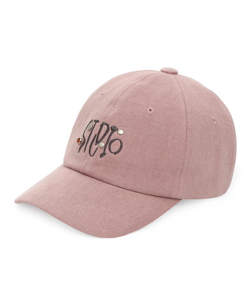 Eondeokeonteulolseutyudio Studded Logo Ball Cap Ball Cap / Jewel Stud / Batik Pink