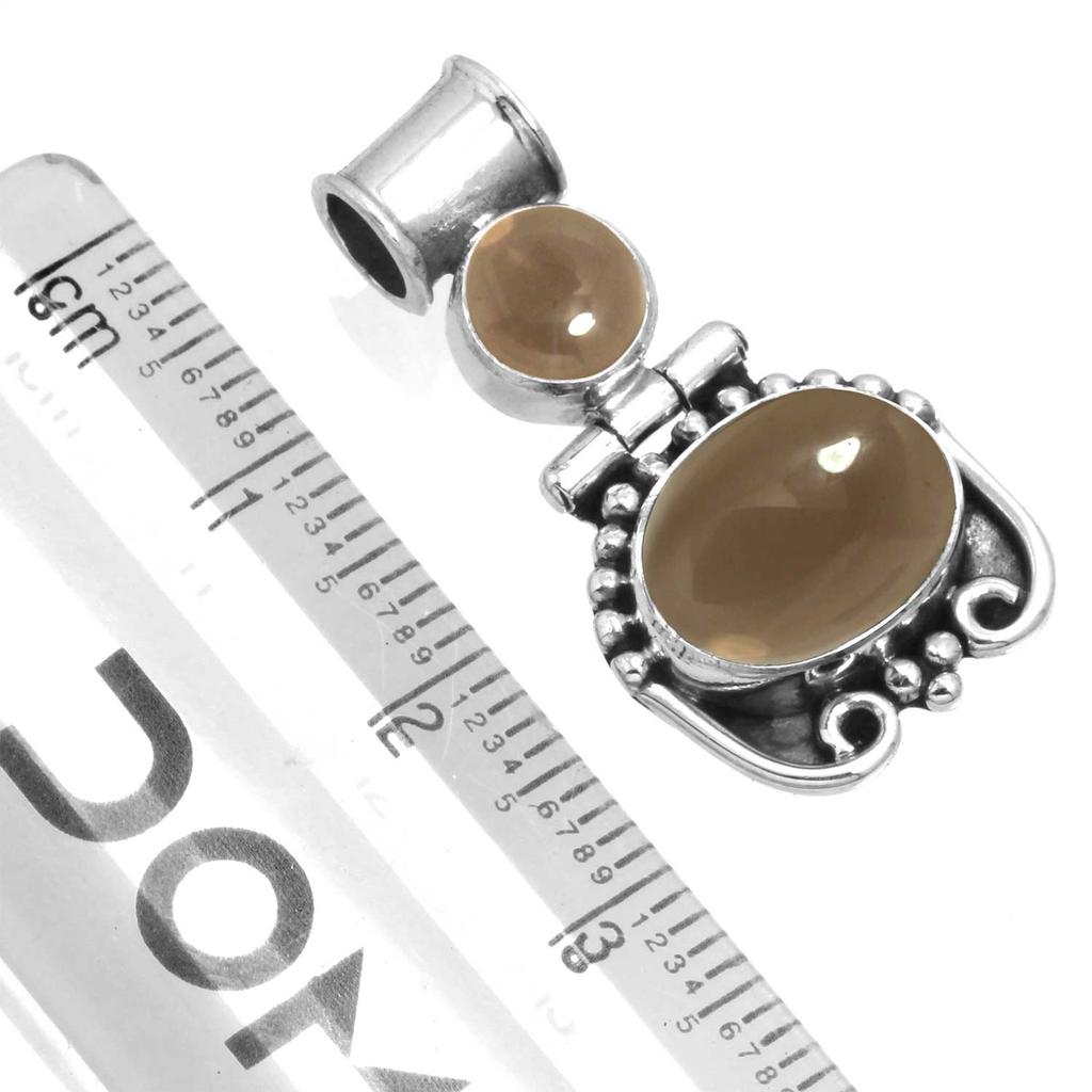 925 Sterling Silver Pendant Women Gemstone Handmade Jewelry Mothers' Day Gift Malachite Moonstone Rose Quartz Red Stone Smoky Topaz Tiger Eye Fashion