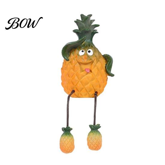 Whimsical Fruit Sculptures Resin Shelf Sitter Figurines with Flexible Dangling Legs, Hanging Edge Statues, Cute Character Desktop Ornaments