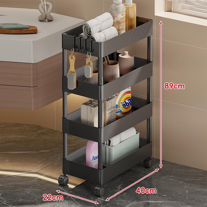 Compact Bathroom Trolley: Slim Floor-Standing Storage Rack for Narrow Spaces and Toilet Side