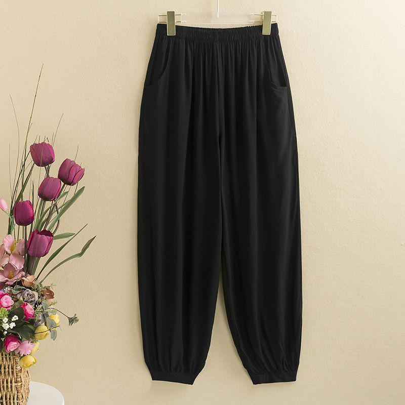 

Women s Cotton Silk Elastic Waist Yoga Dance Pants - Spring/Summer Loose Lantern Style L 70-90 lbs