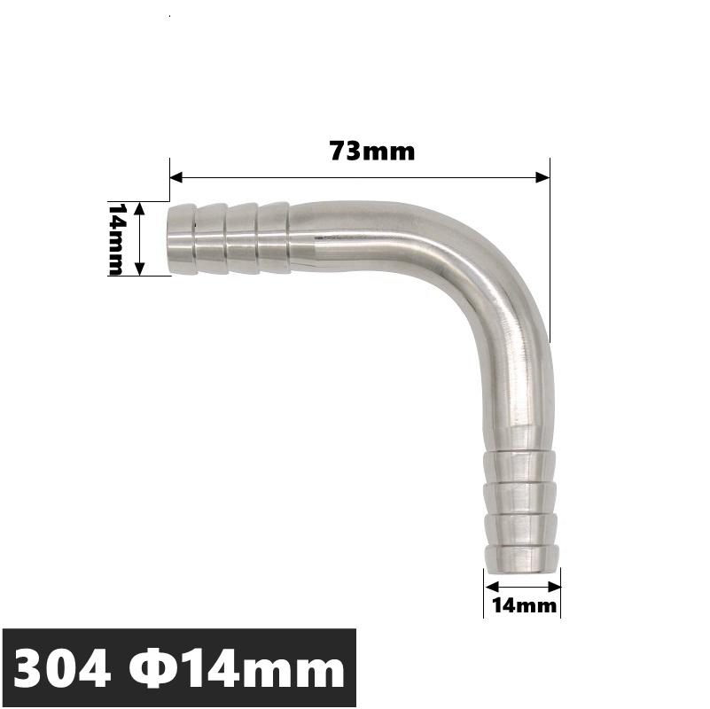 High Qulity 12.7 14 16 19 25 32 38 45 51 57 63 76 89 102mm Hose Barb Tail Elbow 304 316 Stainless Sanitary Pipe Fitting Homebrew