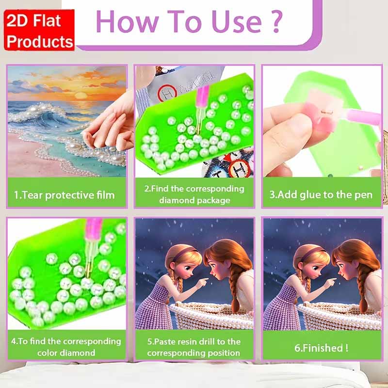 Disney Pearl Art Painting Frozen Elsa and Anna Handmade diy5D Pearl Gem Painting Pictures Crafts Special Shape Home Wall Decoration