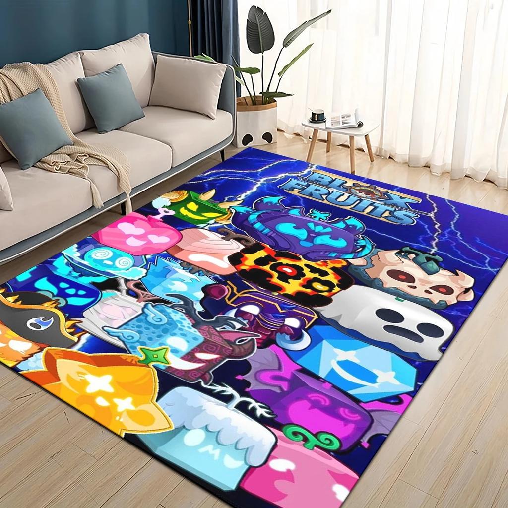 3D B-Blox Fruit 27 Style New Cartoon Carpet Rug for Living Room Bedroom Home Sofa Decoration,Kids Play Non-slip Floor Mat