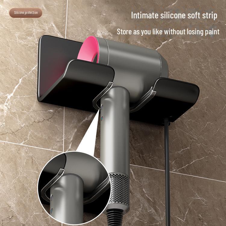Gun Gray Punch-Free Hair Dryer Rack for Bathroom or Barber Shop
