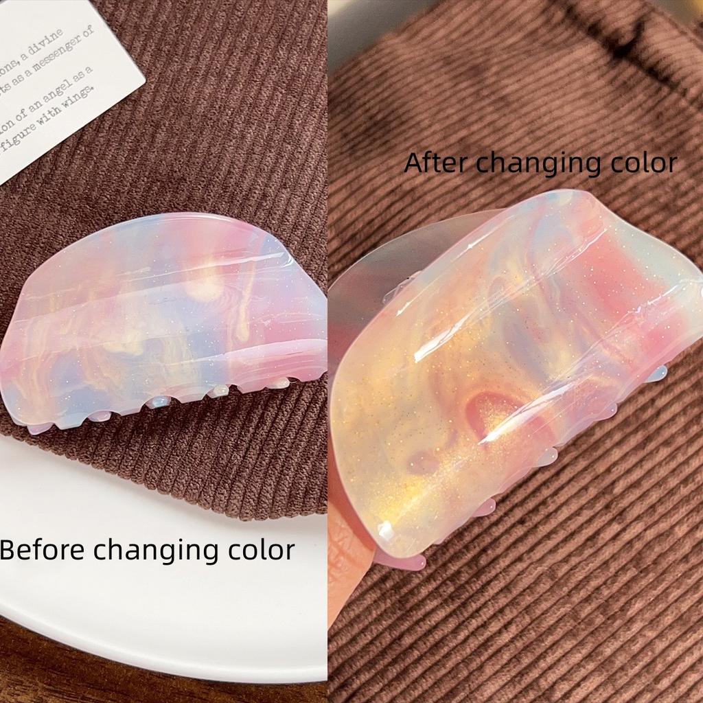 1PC Candy colored acrylic grip clip, medium size semi-circular shark clip, color changing little fresh girl hair accessory