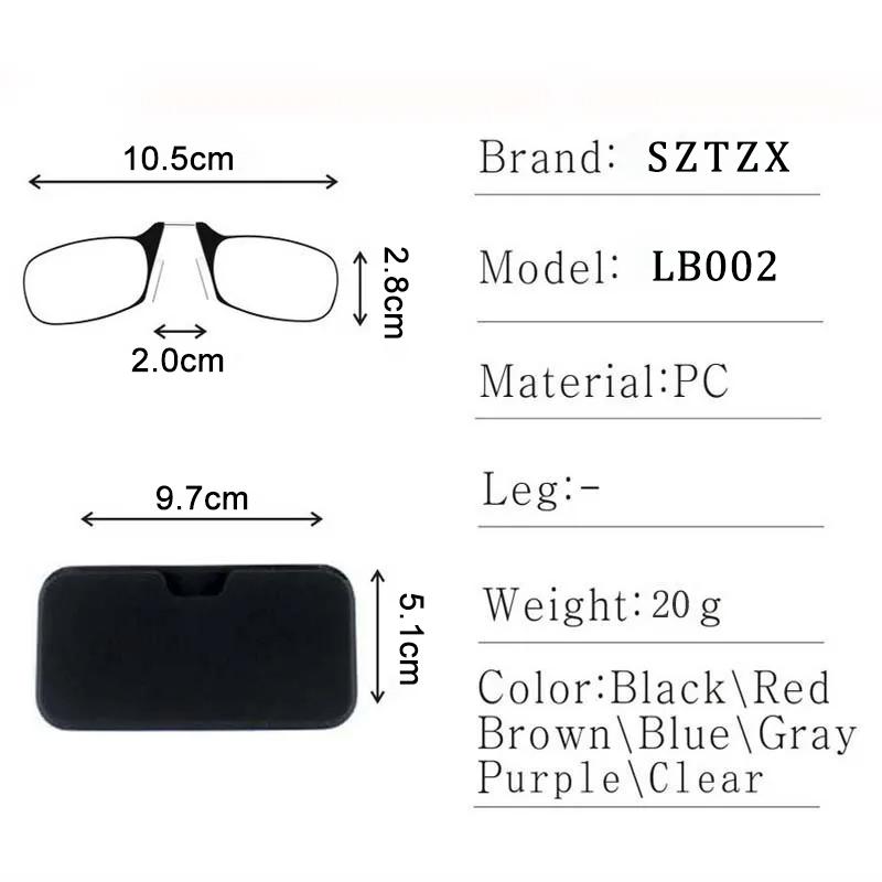 Nose Clip On Reading Glasses Anti Blue Light Without Temple +1.0 - +3.5 Legless Lazy Glasses Unisex Hyperopia Optical Eyeglasses
