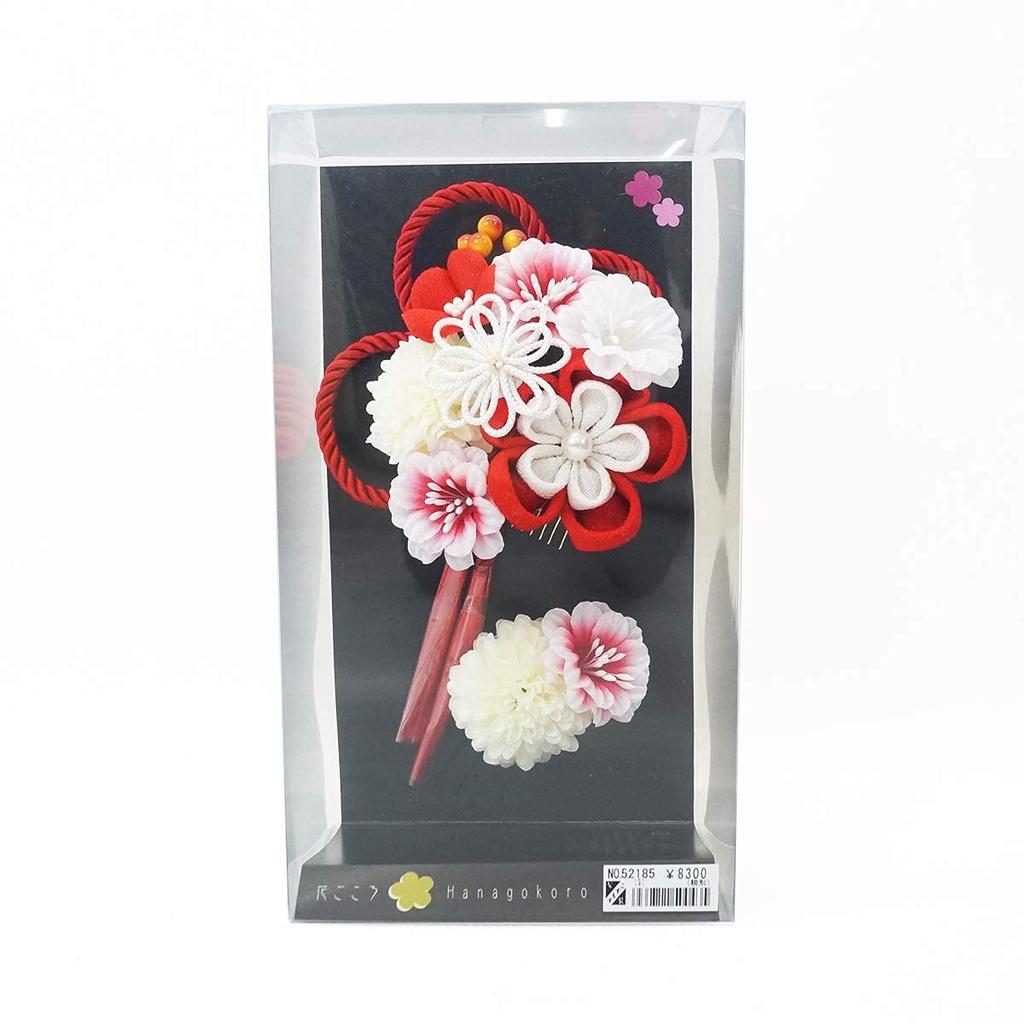 Haarschmuck-Set aus 2 Teilen, für Furisode-Kimono und Coming-of-Age-Zeremonie, kk-077, Tsumami Zaiku (traditionelle japanische Stoffblumenherstellung), rot,