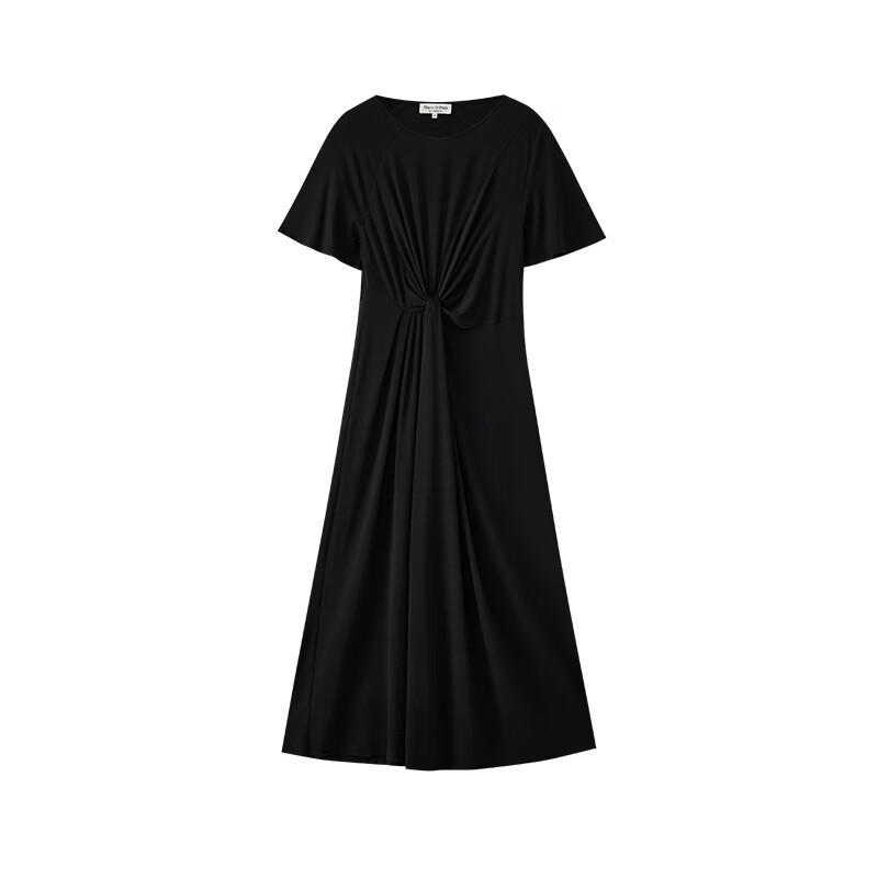 

Marc O Polo Women s Summer Black Side Twist Knot Round Neck Dress M