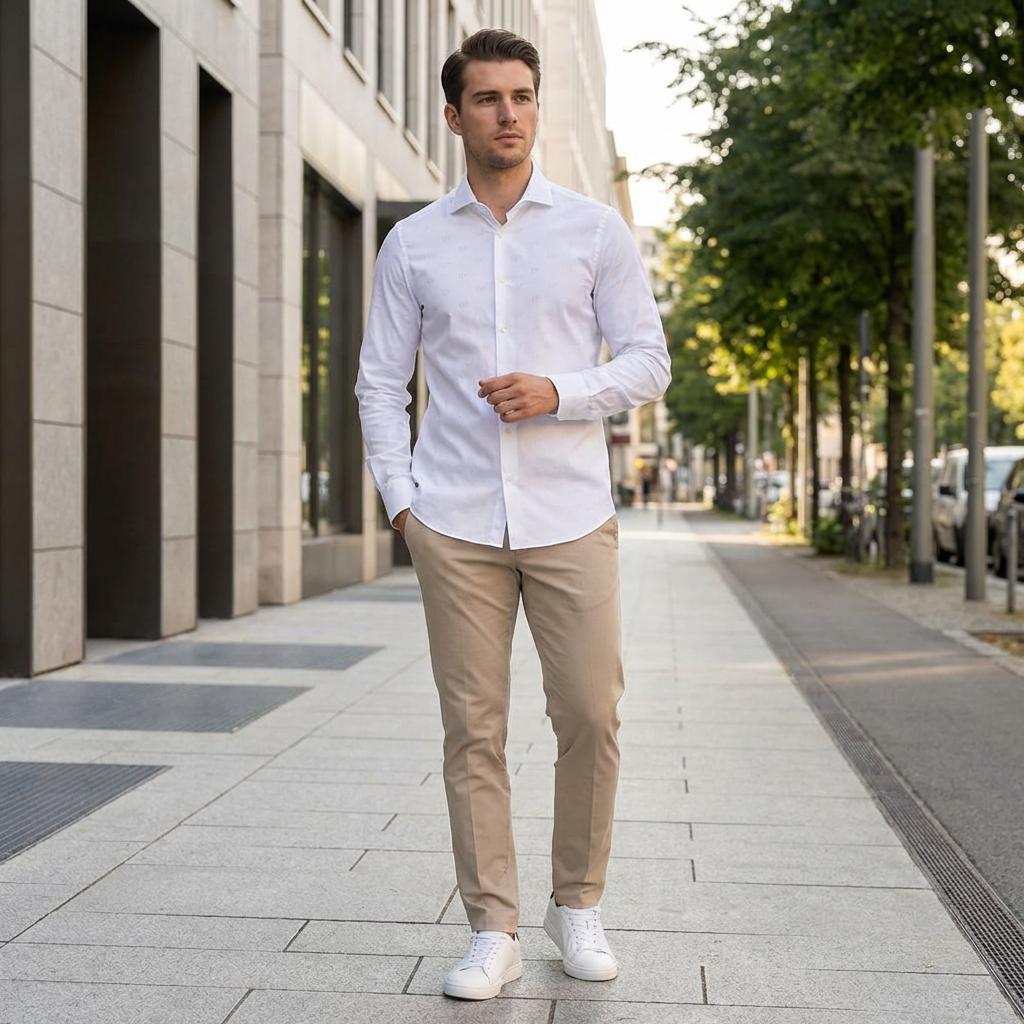 Emporio Armani Solid Color Single Breasted Long Sleeve Shirt Men Shirts White 6L1C86-1N8JZ-0166