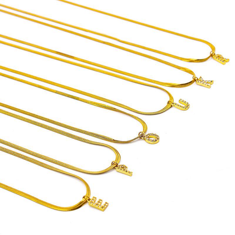 Gold-Plated Titanium Steel Snake Chain Pendant Necklace - Casual & Versatile for Girls (Style YS44)