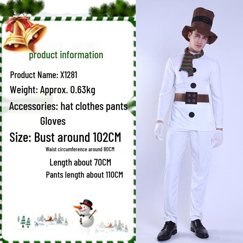 European & American Christmas Costumes: Adorable White Furry Snowman Outfits for Couples, Perfect for Holiday Parties