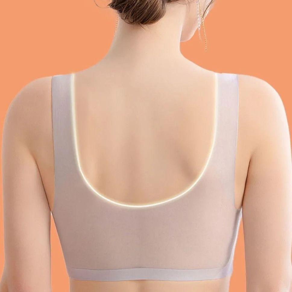 

Thin ice silk beauty back large size seamless underwear without steel ring gathering bra sports vest type women s tube top chest wrapping M