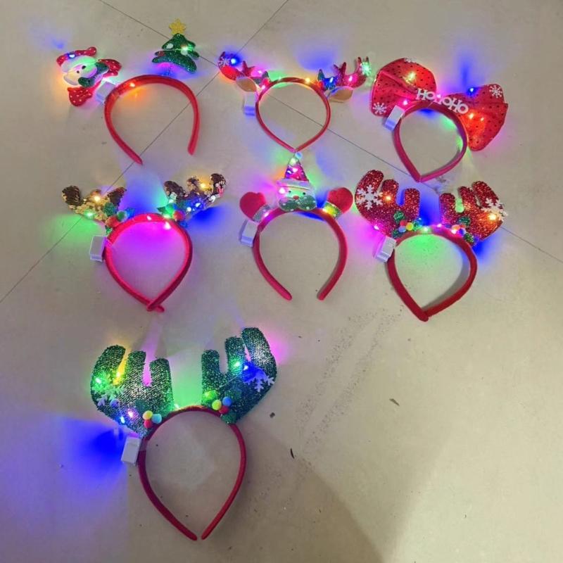 6 Pc Festival Glowing Hair Bands With Build In LED Lights For Christmas Parties Family Gatherings And Event