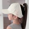 Youngsters Breathable Open-Top Baseball Cap with Heart & Letter Design, Sun Protection Visor, Polyester, Machine Washable, Casual Headwear