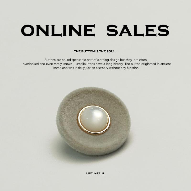 Flocking Pearlescent Button Double-Sided Nylon Coat Fur New Chinese Style Buttons Women'S Jacket Sweater Decorative Accessories