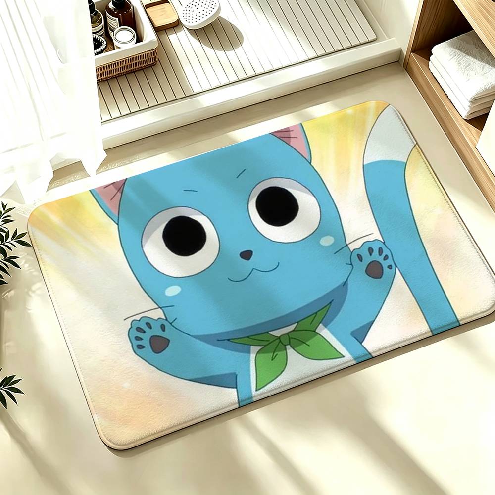 Anime Fairy Tail Happy Shower Room Absorbent Small Floor Mat Soft Comfortable Decorative Foot Mat