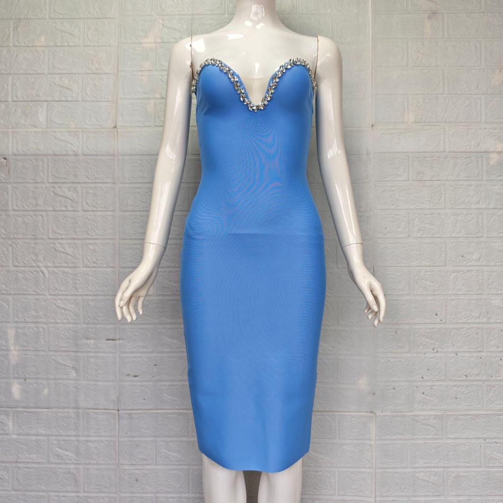 Elegant Rhinestone Bandage Evening Dress