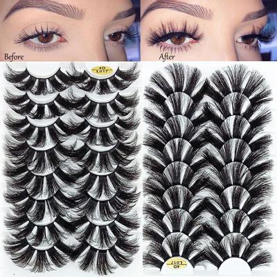 8 Pairs Beauty Wispy Fluffy Handmade Eyelash Extension 4D Mink Hair 25mm Lashes False Eyelashes