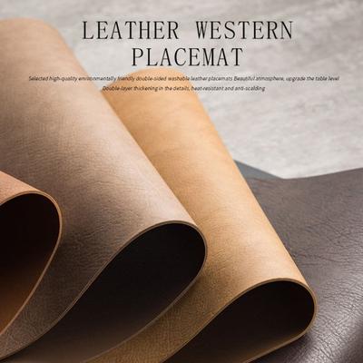1 stuks Licht Luxe Massief Leer Placemat Koffiebruin Pu Tafelmat Waterdicht Oliebestendig Hittebestendig Bord Kom Onderzetter Tafeldecoratie