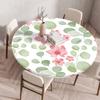 Round Table Cover Protector Elastic –Floral Print Fitted Tablecloth Waterproof,Elastic Edge Round Table Cloth for Dining Kitchen