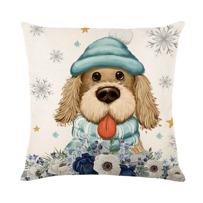 Linen Merry Christmas Pillow Cover 45x45cm Throw Pillowcase Winter Christmas Decorations for Home Tree Deer Sofa Cushion Cover