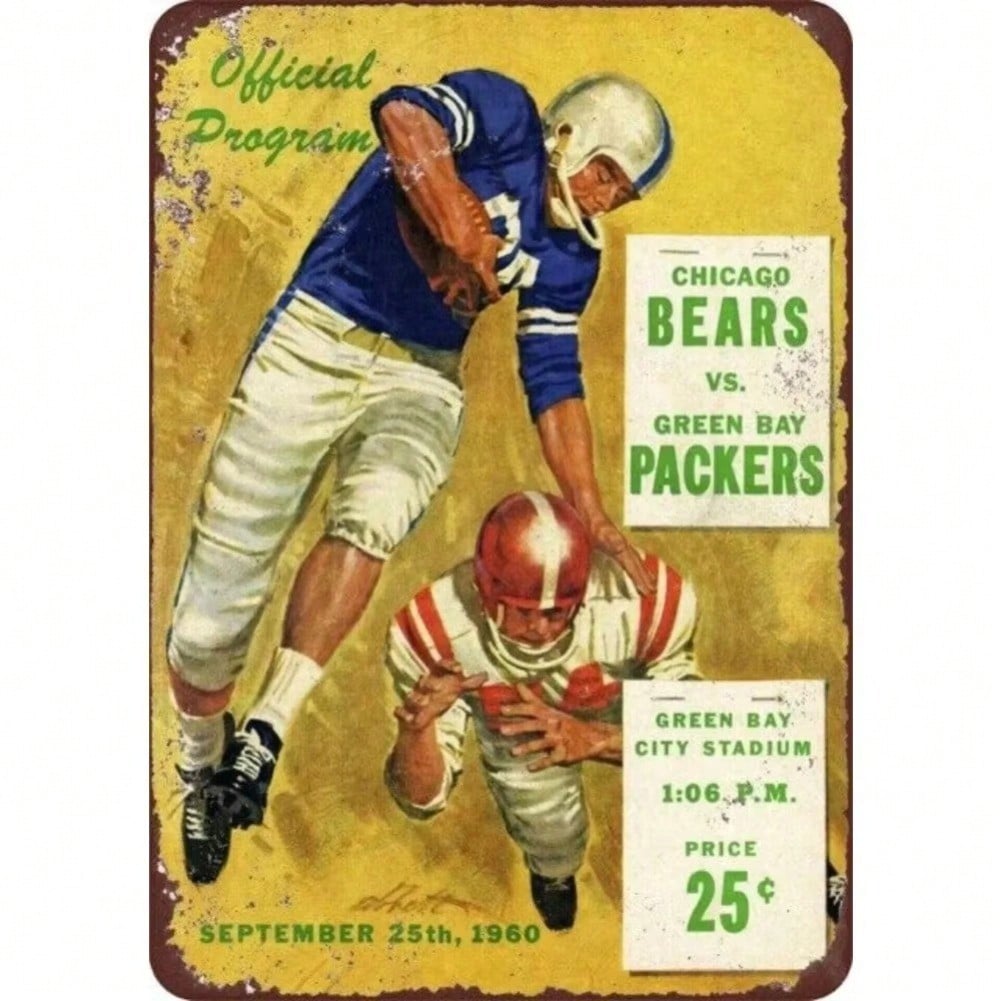 Vintage 1960 Bears Aluminum Football Sports Memorabilia Collectible 20x30