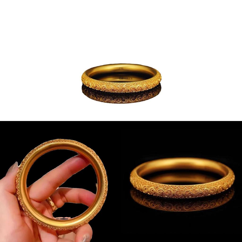 Gold Plated Hollow Floral Design Gothic Style Leather Bracelet For Ladies