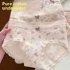 Plus Size Women's Lace Cotton Breathable Antibacterial Extended Crotch Non Mark Hip Briefs