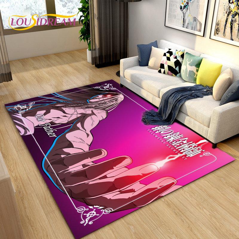 Fullmetal Alchemist Anime Cartoon Area Rug Large,Carpet Rug for Living Room Bedroom Sofa Doormat Decoration, Non-slip Floor Mat