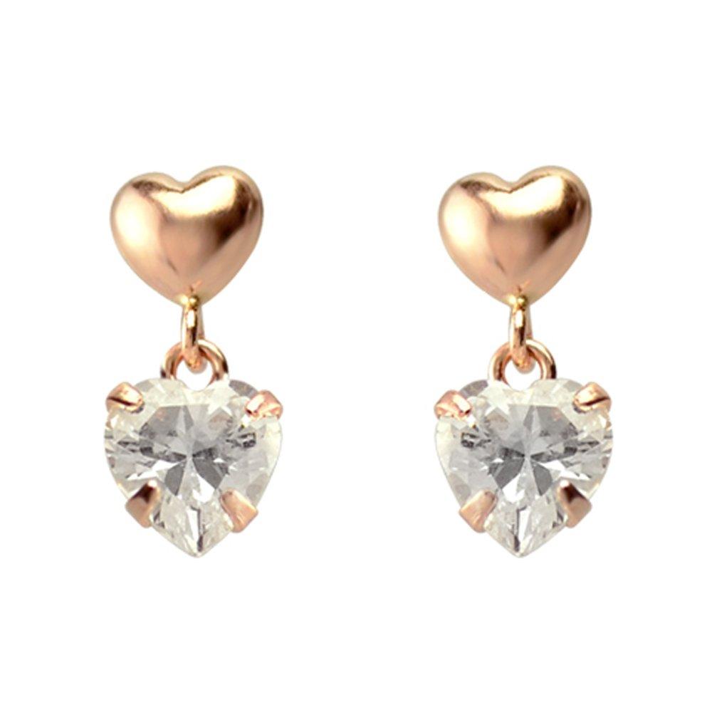 Bloom K10 Pink Gold Cubic Zirconia Heart Earrings (0231-3627-0017-0000)