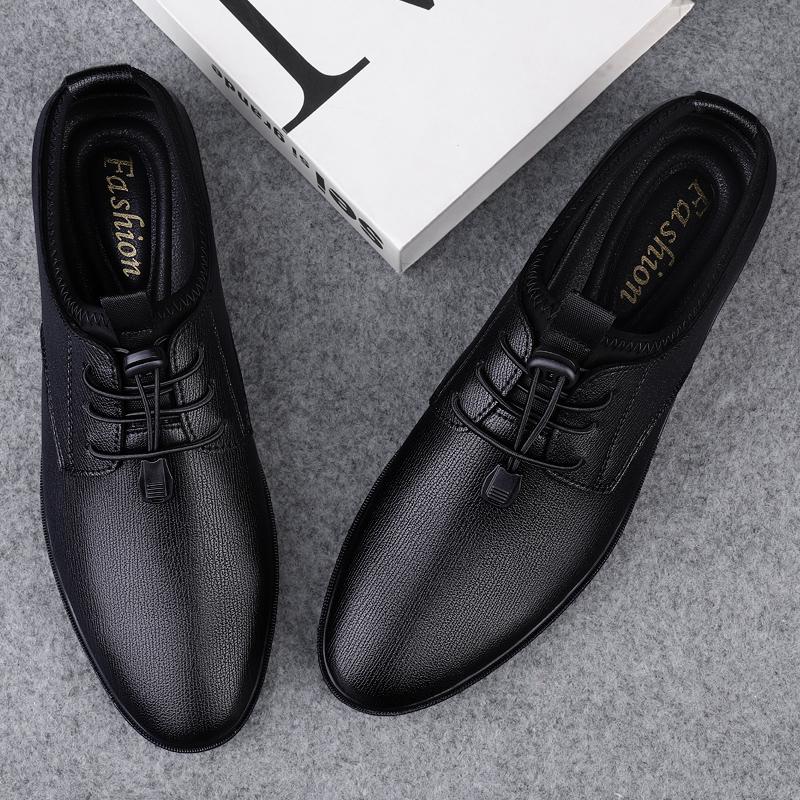 Simple Casual Leather Shoes for Men Comfortable Oxford Shoes Outdoor Walking Footwear Vintage Style Male Formal Dress Footwear
