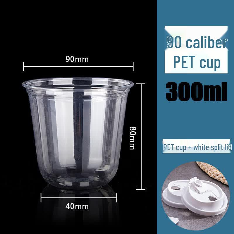 Disposable Transparent U-Shape Coffee Milk Tea Cups with Lids
