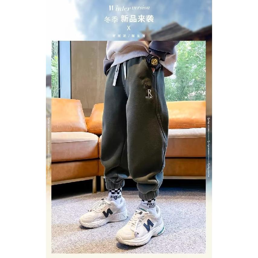 Boys' Spring and Summer Autumn Pants Children and Teens Pants Thin Children's Sports Straight Pants Trendy Three-Bar Pants Trendy