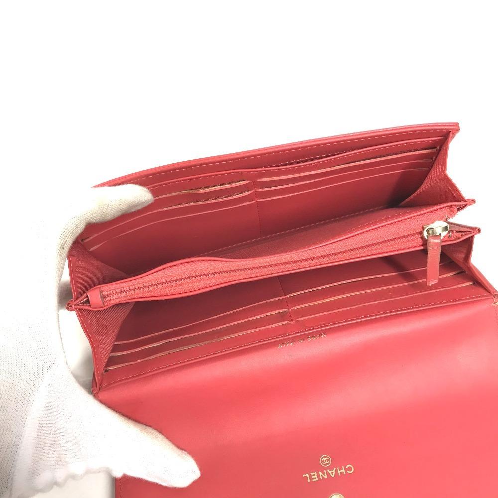 Chanel CC CC Mark Logo Long Wallet Flap Long Wallet Caviar Leather RedBased