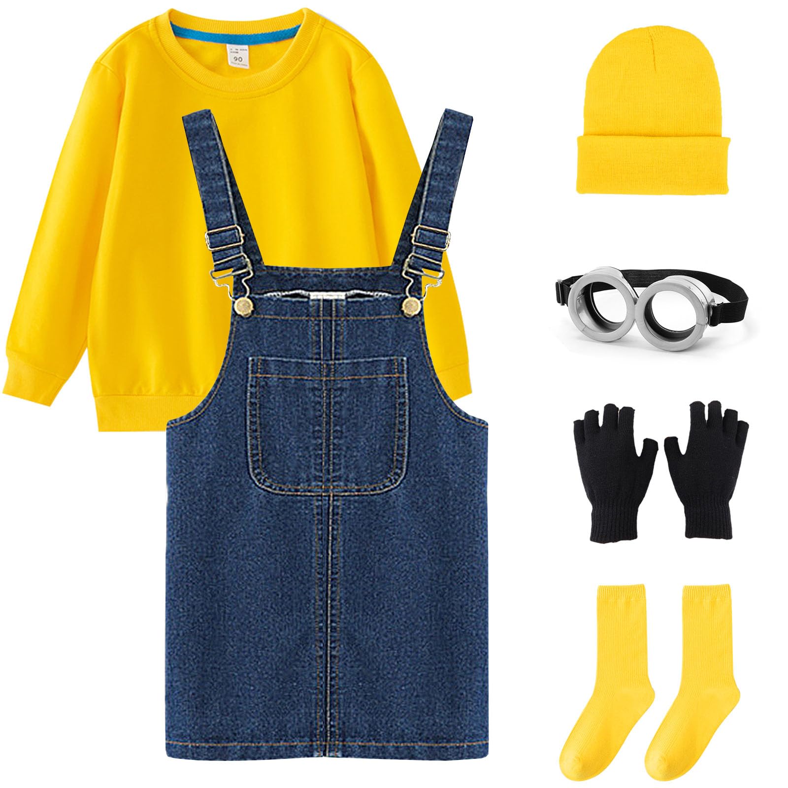 

Костюм для косплея Комбинезон с длинным рукавом Шапка вязаная Перчатки Очки Набор Комбинезон Толстовка Одежда Маленького Желтого Человечка Детский Маскарадный Костюм Косплей