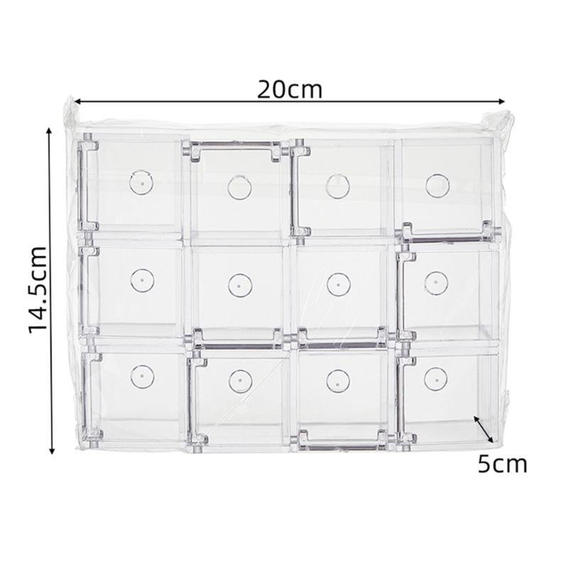 Conjunto de 12 Caixas Transparentes à Prova de Poeira para Embalar Doces Caixas de Armazenamento de Plástico para Doces e Biscoitos Recipientes Quadrados Cúbicos