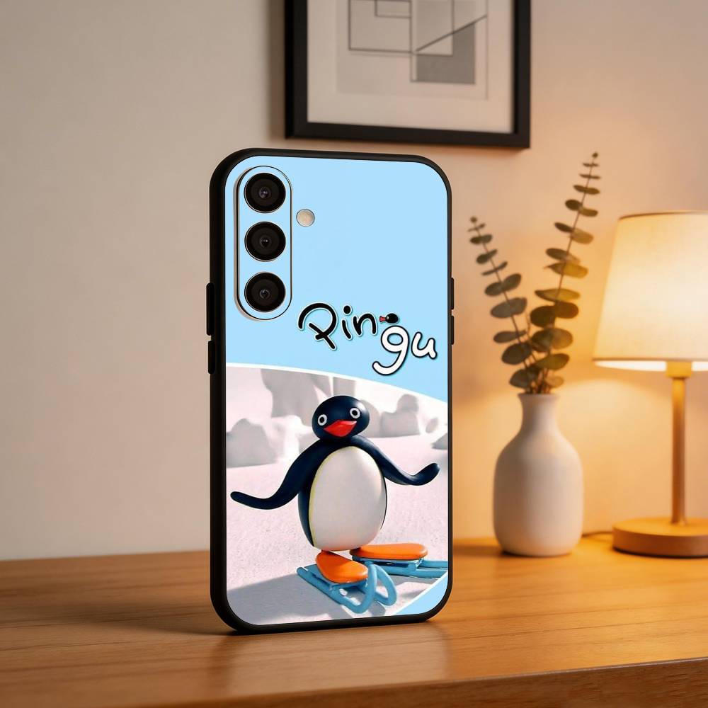 Cute P-Penguin P-Pingu Phone Case For Samsung A73,72,71,A52,51,40,41,A22,A32,31,A13, Soft Black Shell Samsung a70