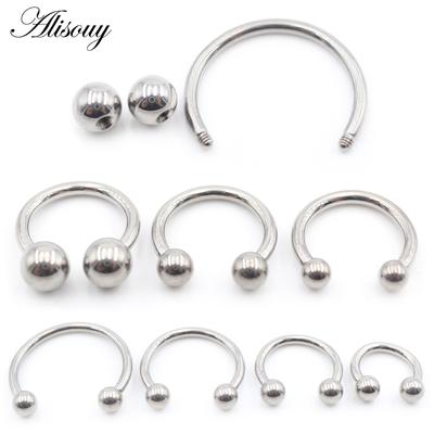 Alisouy 1PC Titanio Rosca Externa Herradura Labio Nariz Anillo Tragus Septum Hélix Cartílago Pendiente Joyería Piercing Corporal