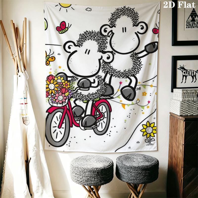 Sheepworld Wall Tapestry Aesthetic Wall Hanging Printed Fabric Blanket Decorative Tapestries for Bedroom Living Room Home Decor