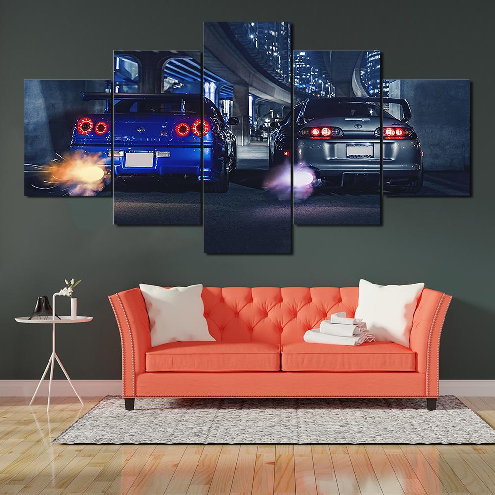 Canvas Wall Art Poster Painting 5 Panels Supra Vehicle Car Picture Print Living Room Interior Home Decor Work No Frame