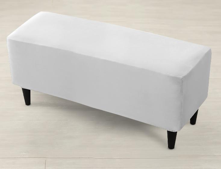 Cover For Double Bench, Footrest Pouf, Velvet, Light Gray