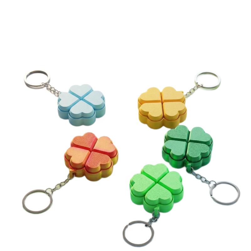 1Pcs 3D Printing Decompression Press Four Leaf Clover Key Chain Pendant Creative Fingertip Toy Bag Ornaments Party Favors