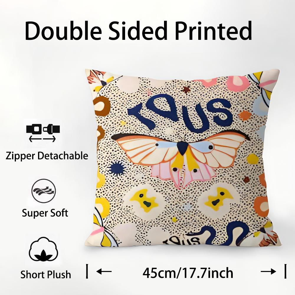 CRAFTED WITLOVE T-tous Pillow Case Plush Fabric Soft Double Sided Print Sofa Cushion Cover Throw Pillow Covers