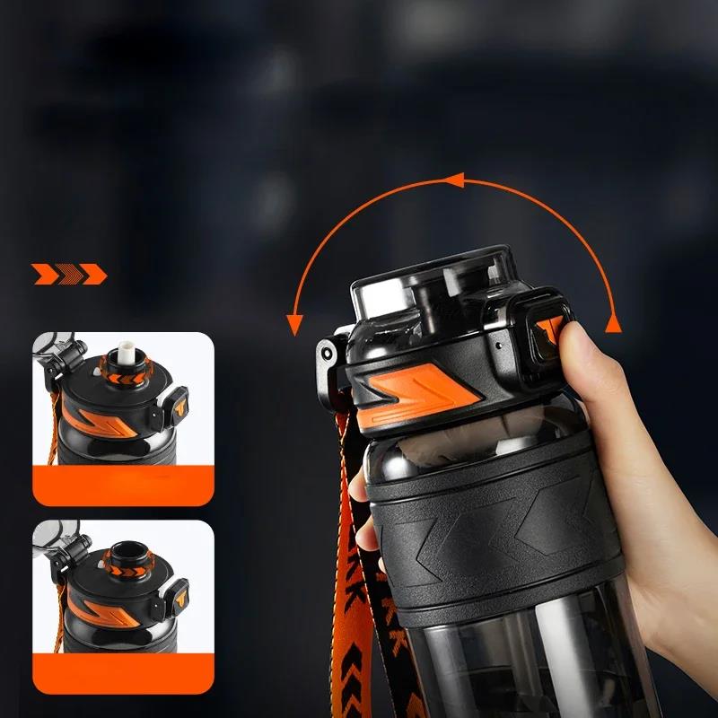 TKK 1000ml Water Bottle Sports Watter Bottle Tritan BPA Free Straw Portable Leak-proof Plastic Drinkware Outdoor Fitness Kettle 1