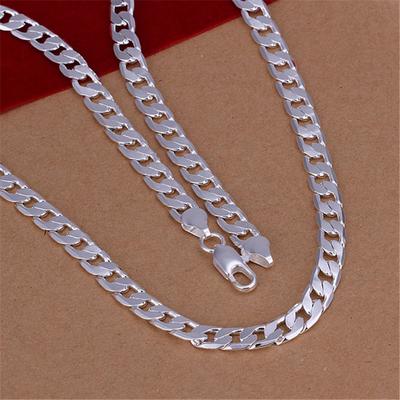 Fine 925 Sterling Silver Necklace Exquisite Noble Luxury Gorgeous Charm Fashion 4-12MM Men Solid Wedding Chain Women Jewelry